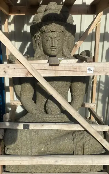 Artikelbild 1 des Artikels “Sitzender Tri Murti mit 3 Köpfen, 147cm Höhe, Natur “